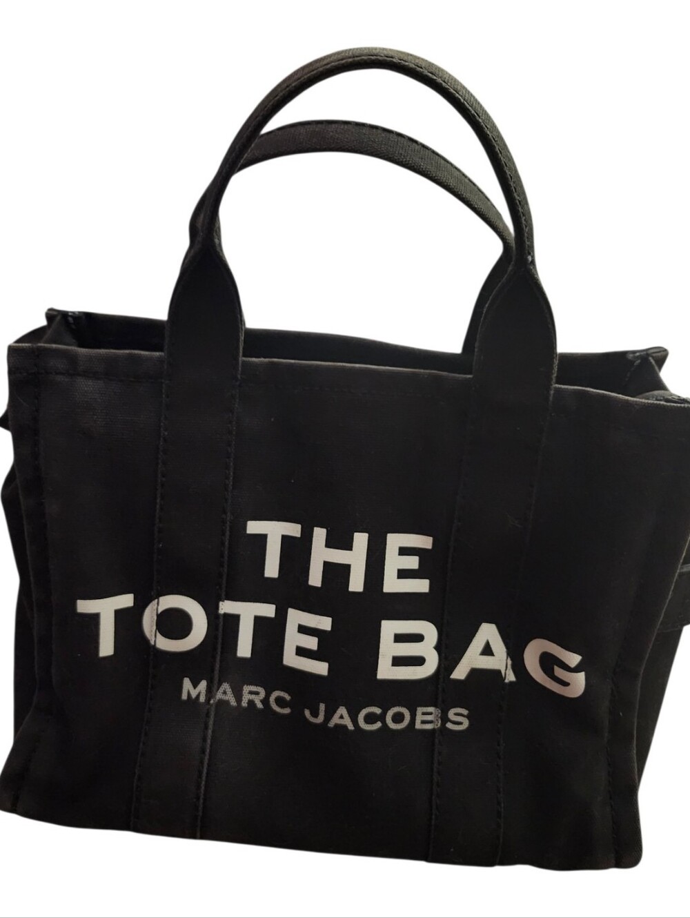 Marc Jacobs Black Canvas 'The Tote Bag' with White Logo